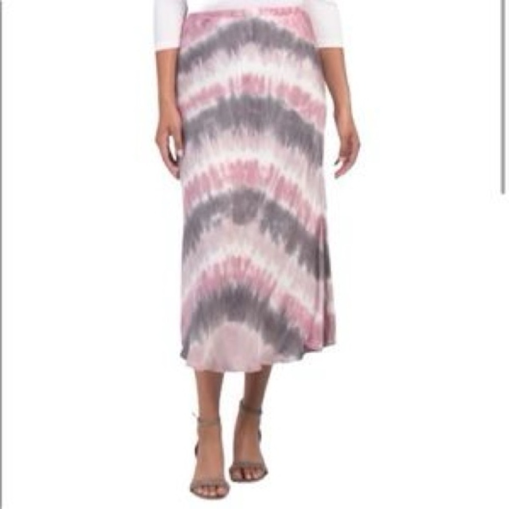 Young Fabulous & Broke Mauve and Charcoal Tie-Dye Midi Skirt - Picture 4 of 6